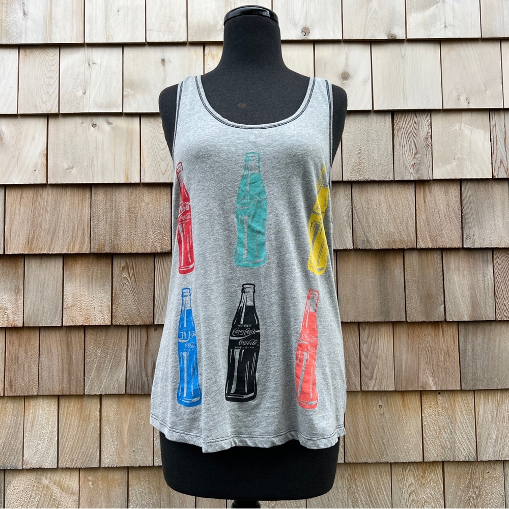 Coca Cola Pop Art Bottle Print Grey Racer Back Tank, Jrs L (11/13)